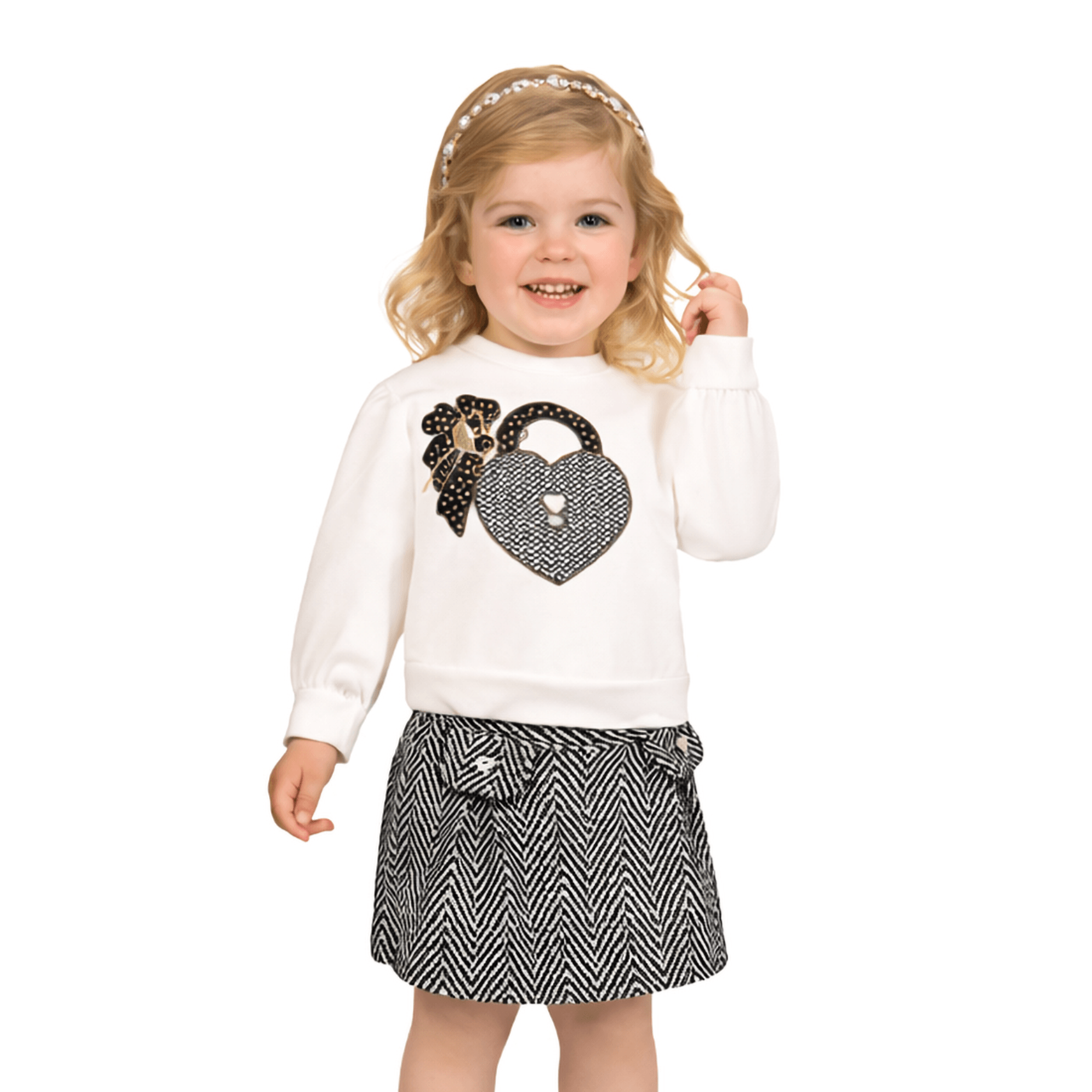 Conjunto-Meninas-Casaco-Marfim-Coracao-e-Short-Saia-Xadrez-Preto-1