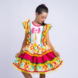 Vestido-Infantil-Junino-Xadrez-Amarelo-e-Pink-Laco-Cetim-1