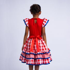 Vestido-Infantil-Junino-Vaso-Flor-Xadrez-Vermelho-Fita-Cetim-Azul-2