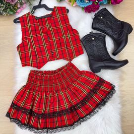 Conjunto-Infantil-Junino-Blusa-Colete-e-Saia-Xadrez-Vermelho-2