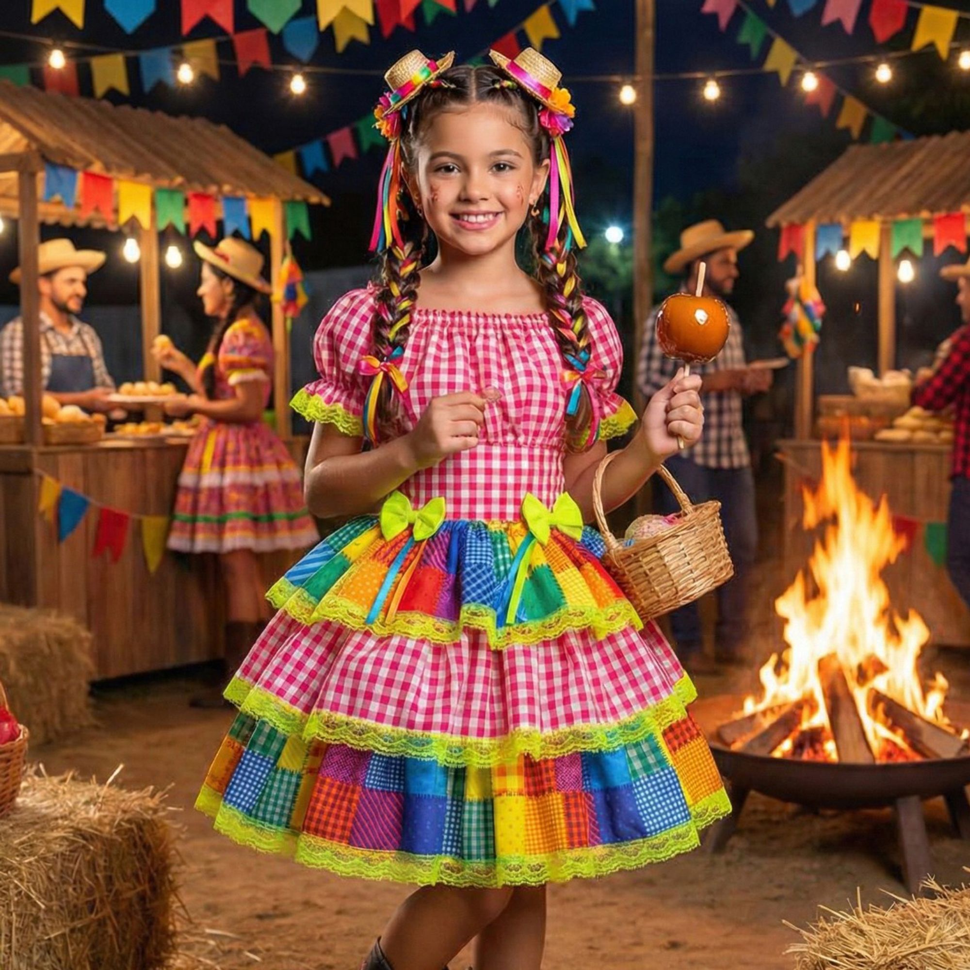 Vestido-Infantil-Junino-Ciganinha-Saia-Camadas-Xadrez-Pink-e-Patchwork-1