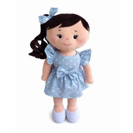 Boneca-em-Plush-Nina-Rabo-de-Cavalo-e-Vestido-Azul-Coracoes