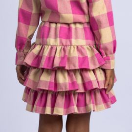 Saia-Infantil-Junina-Flanela-Xadrez-Rosa-Babados-2