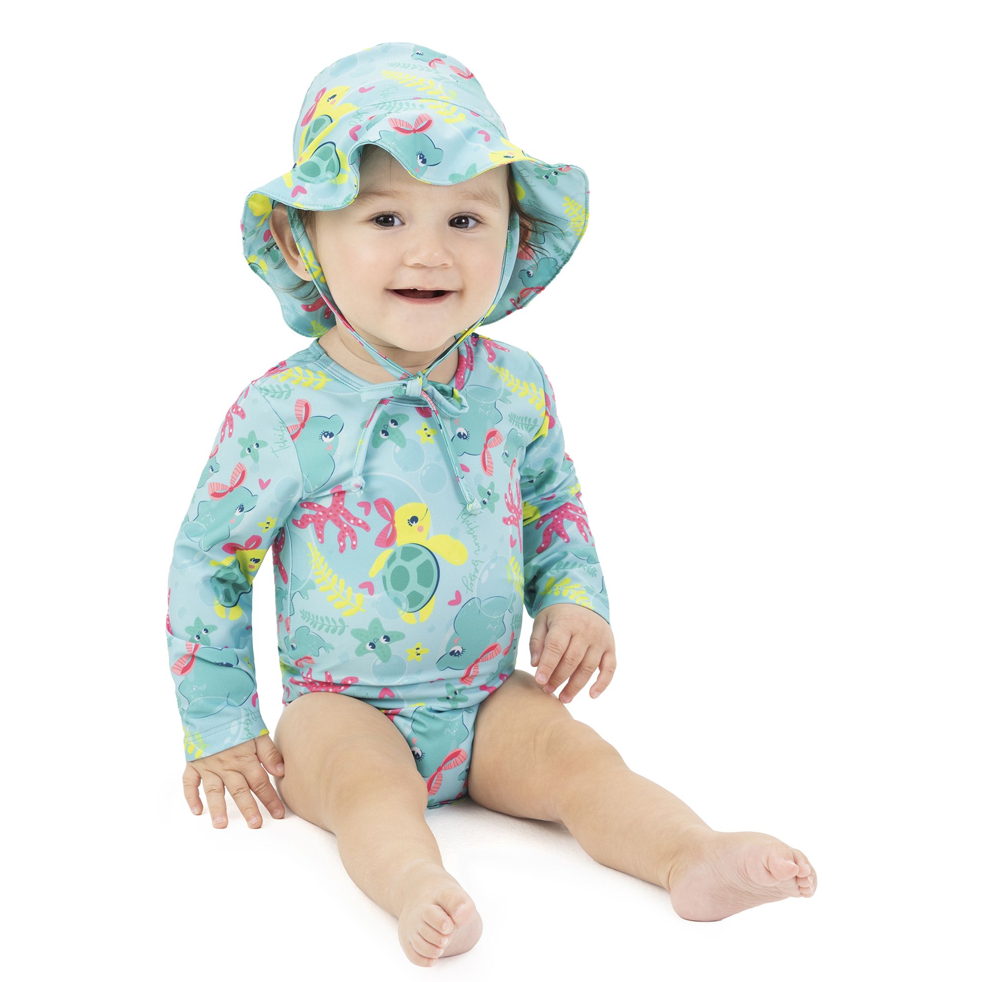 Conjunto-Praia-Bebe-Menina-Maio-Manga-Longa-e-Chapeu-Verde-1