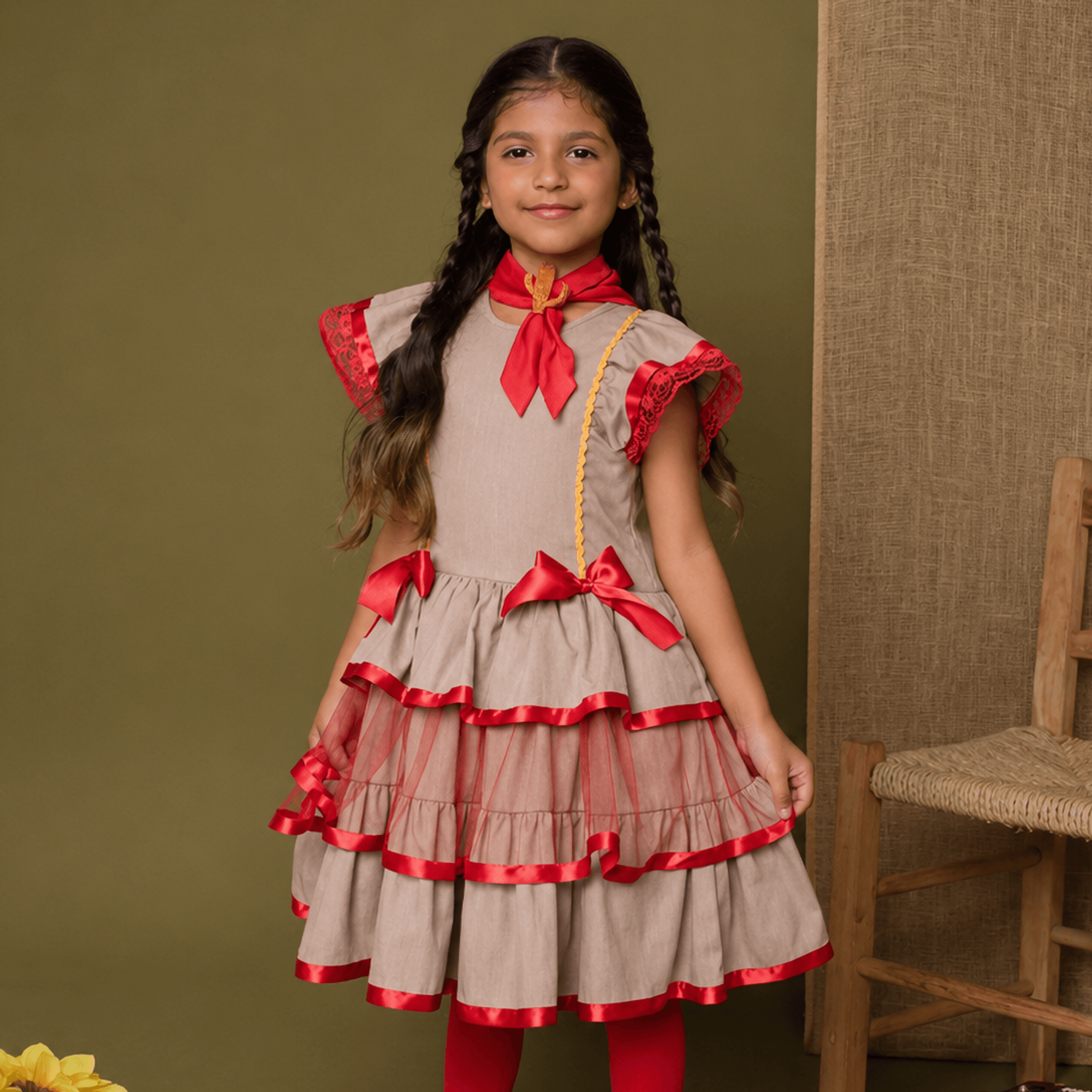 Vestido-Meninas-Festa-Junina-Cangaceira-Maria-Bonita-Com-Lenco