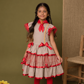 Vestido-Meninas-Festa-Junina-Cangaceira-Maria-Bonita-Com-Lenco
