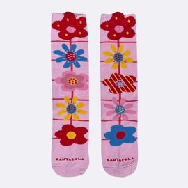 -Meia-Infantil-3-4-Rosa-Florir-Flores-Coloridas-Cantarola-1