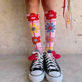-Meia-Infantil-3-4-Rosa-Florir-Flores-Coloridas-Cantarola-2