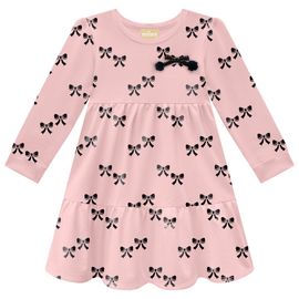 Vestido-Infantil-Manga-Longa-Moletinho-Rosa-Lacinhos-Azuis-2
