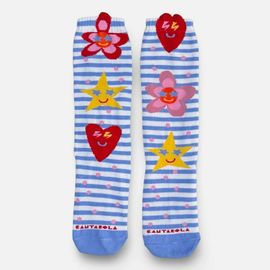 Meia-Infantil-3-4-Listrinhas-Azuis-Estrelas-e-Coracoes-Cantarola-1