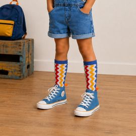 Meia-Infantil-3-4-Zig-Zag-Pop-Azul-Vermelho-e-Amarelo-Cantarola2