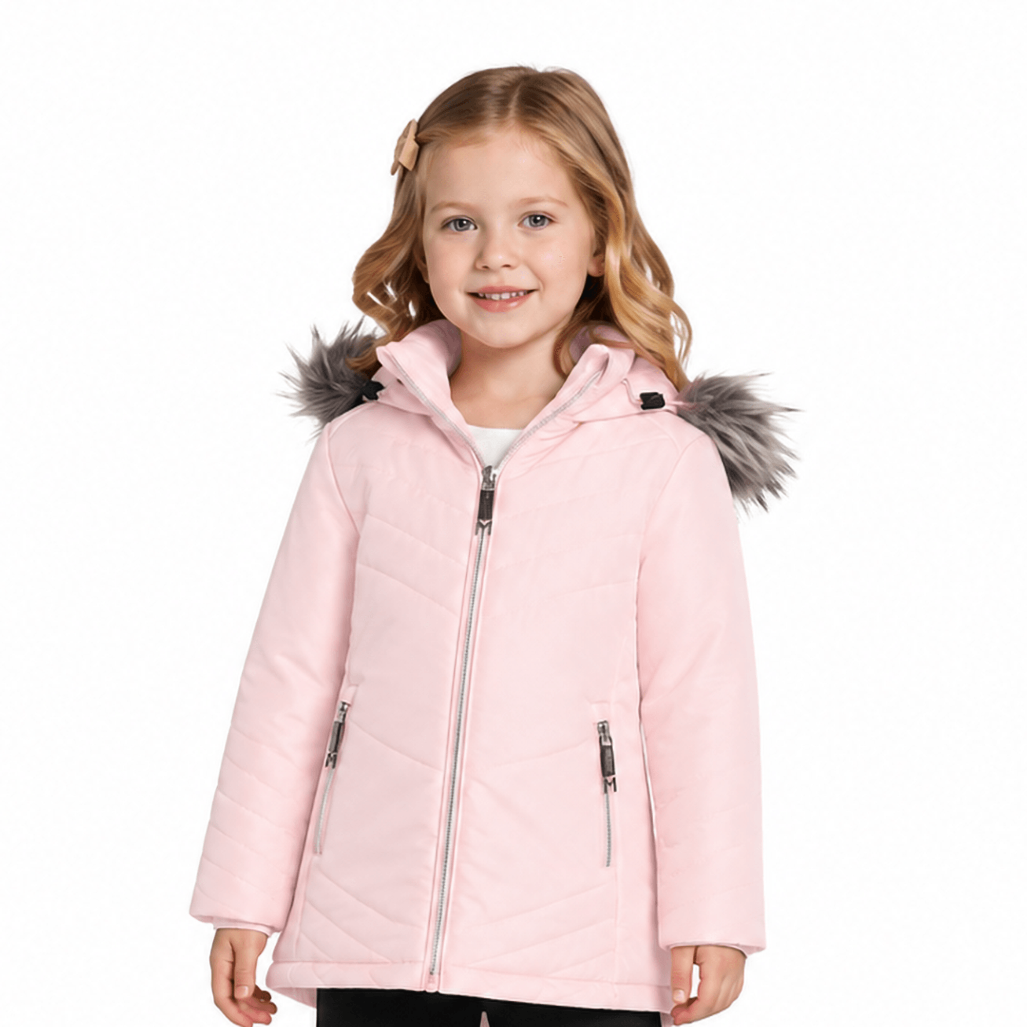 Jaqueta-Meninas-Puffer-Nylon-Rosa-Sorbet-Capuz-Pelos-1
