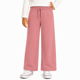 Calca-Infantil-Meninas-Moletom-Wide-Leg-Rosa-Creme-Kyly-1