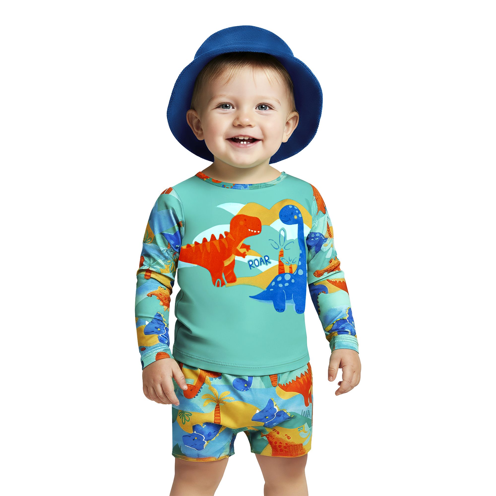 Conjunto-Praia-Meninos-Camiseta-Manga-Longa-UV-e-Sunga-Verde-Dinossauros-1