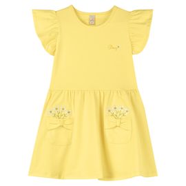 Vestido-Infantil-Cotton-Amarelo-Bolsos-Margaridas-Bordadas-2