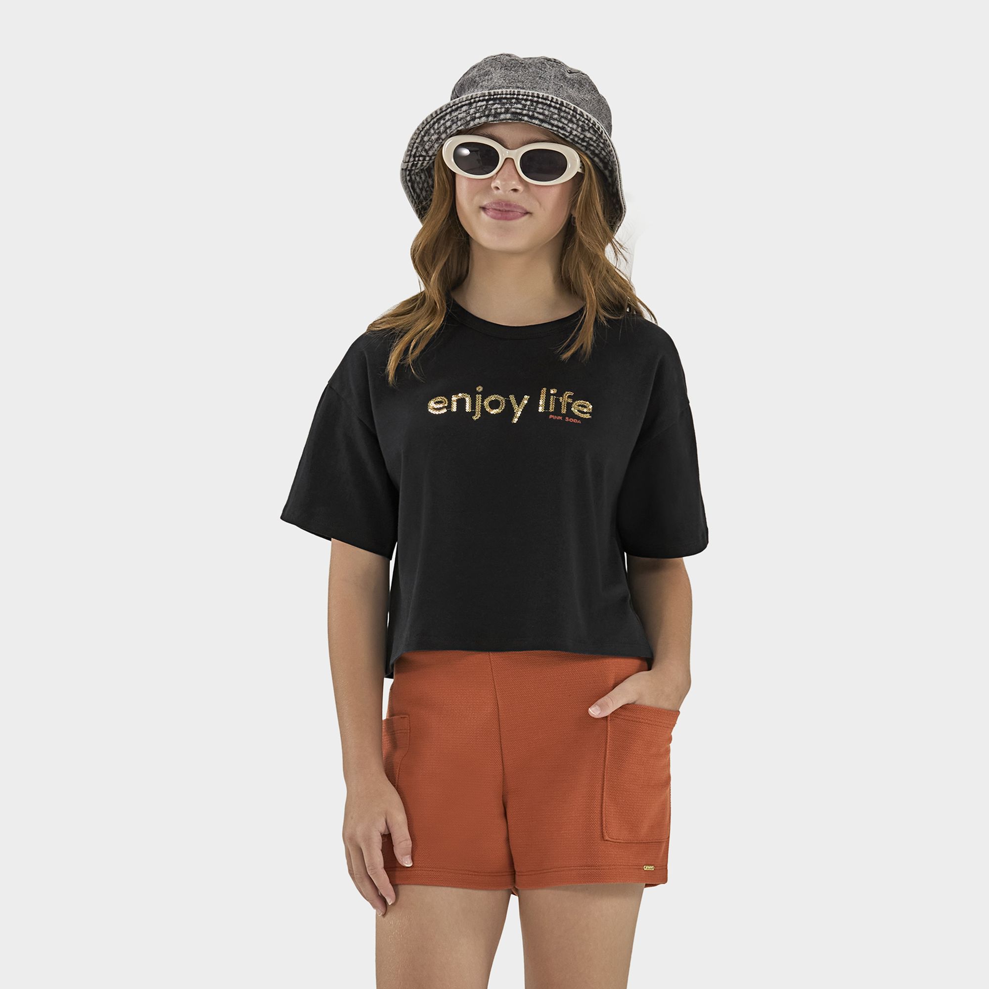 Conjunto-Meninas-Blusa-Preta-Enjoy-Life-e-Short-Ferrugem-1
