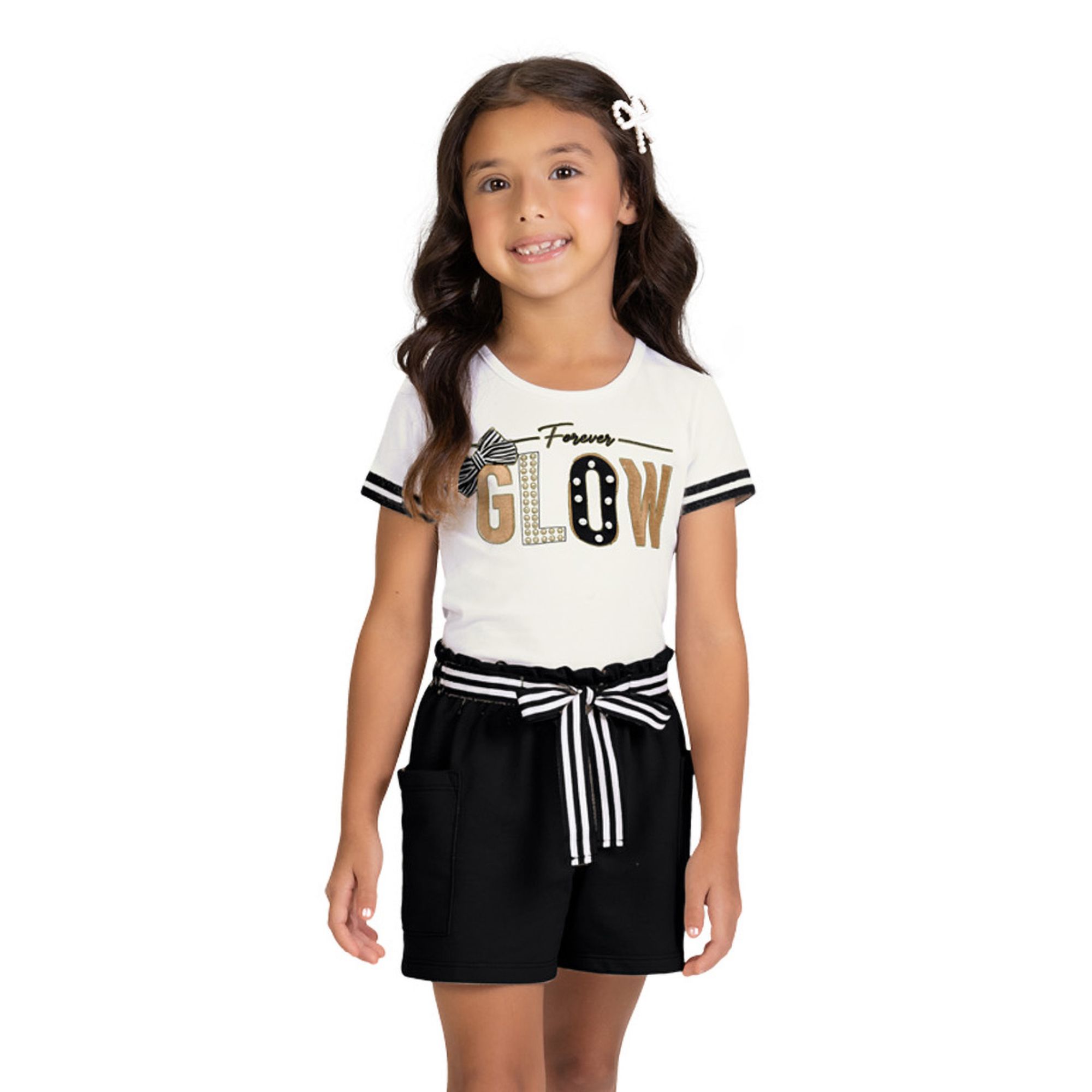 Conjunto-Meninas-Blusa-Branca-Glow-Perolas-e-Brilho-e-Short-Preto-1