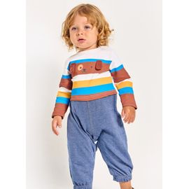 Macacao-Bebe-Longo-Doguinho-Moletom-Listras-e-Calca-Jeans-Alphabeto-