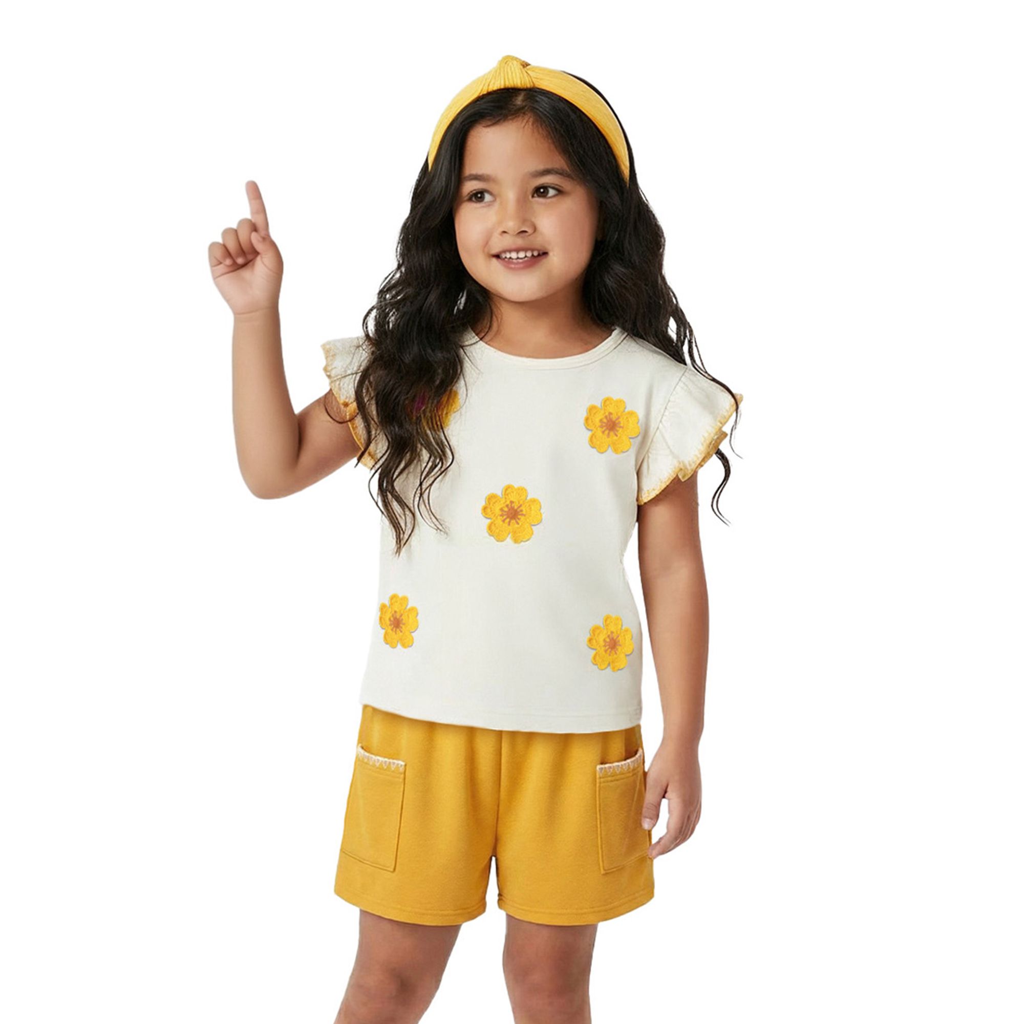 -Conjunto-Meninas-Blusa-Branca-Flores-Bordadas-e-Short-Amarelo-1