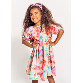 Vestido-Infantil-Sonhar-E-Meu-Poder-Pacoca-Bege-e-Laranja-Alphabeto-1