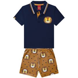Conjunto-Meninos-Polo-Azul-Marinho-Leaozinho-e-Bermuda-Marrom-2