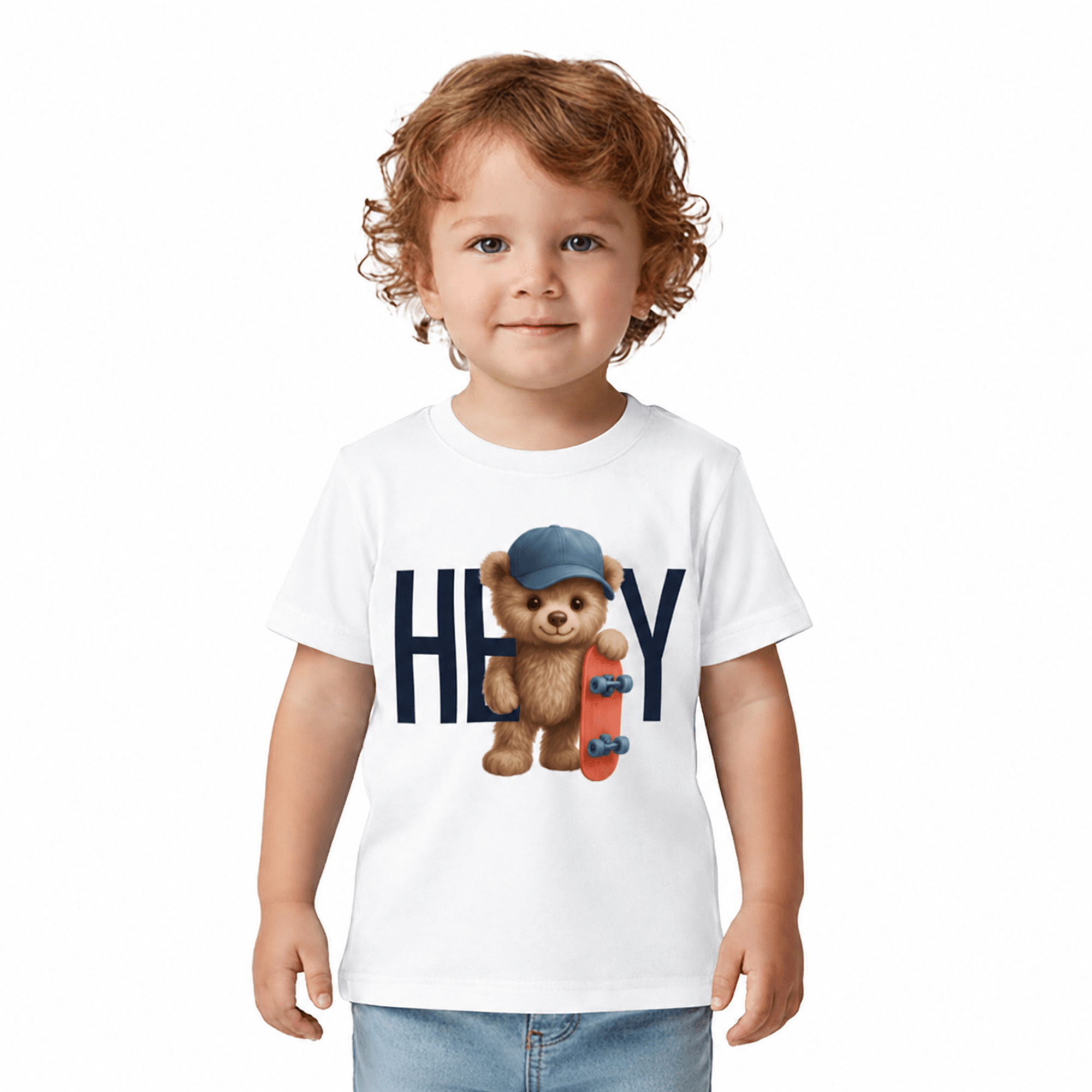 Camiseta-Meninos-Manga-Curta-Branca-Urso-Skatista-Kyly-1
