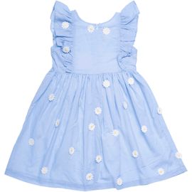-	Vestido-Infantil-Manga-Babados-Azul-Claro-Margaridas-Bordadas-2