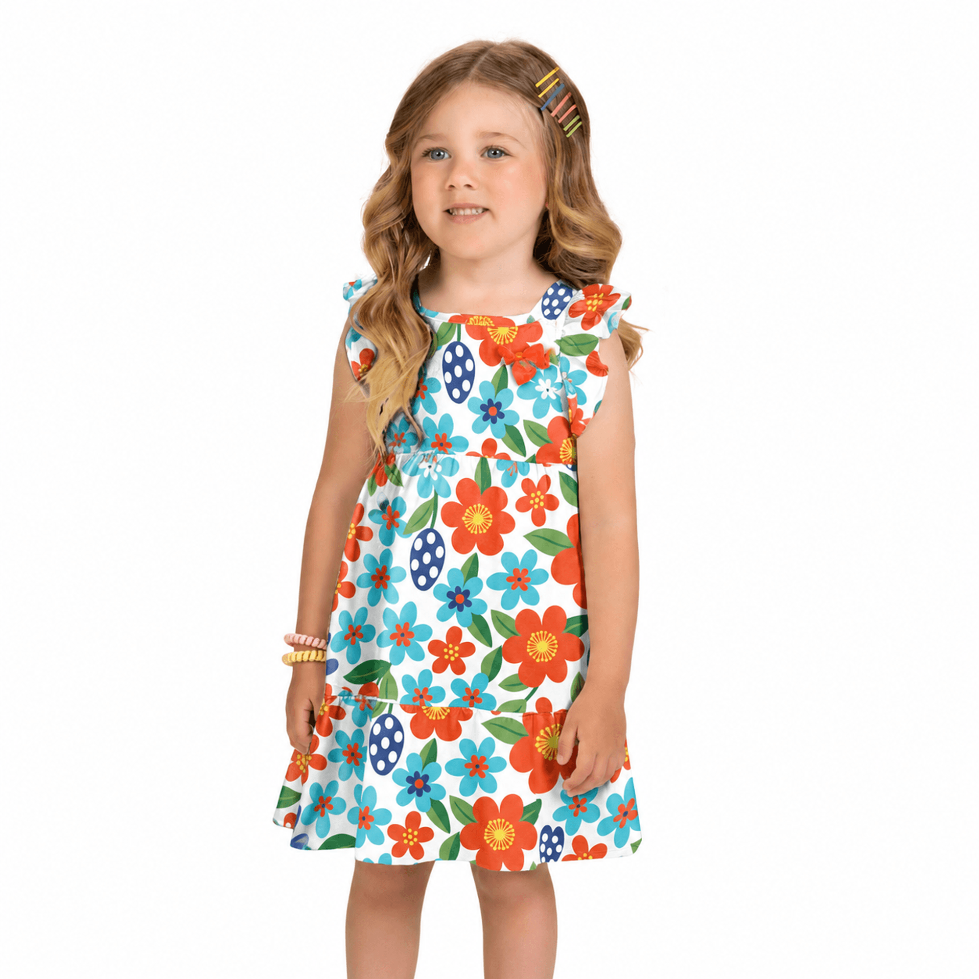 Vestido-Meninas-Malha-Floral-Branco-e-Laranja-Alcas-Babados-1