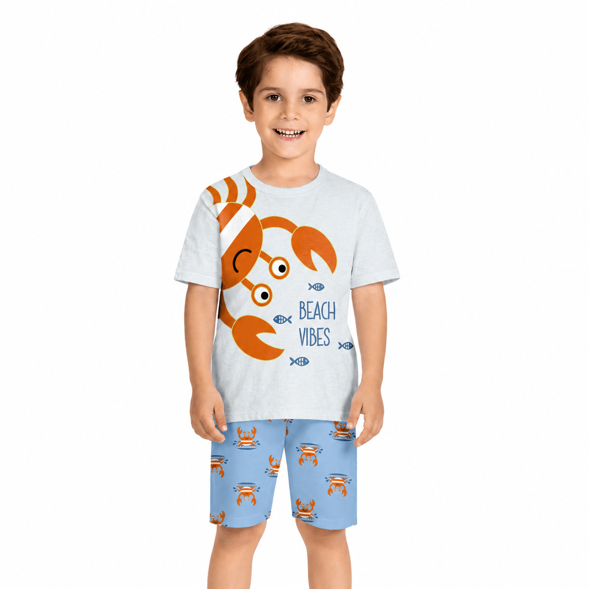 Pijama-Curto-Meninos-Malha-Caranguejo-Mescla-White-e-Azul-