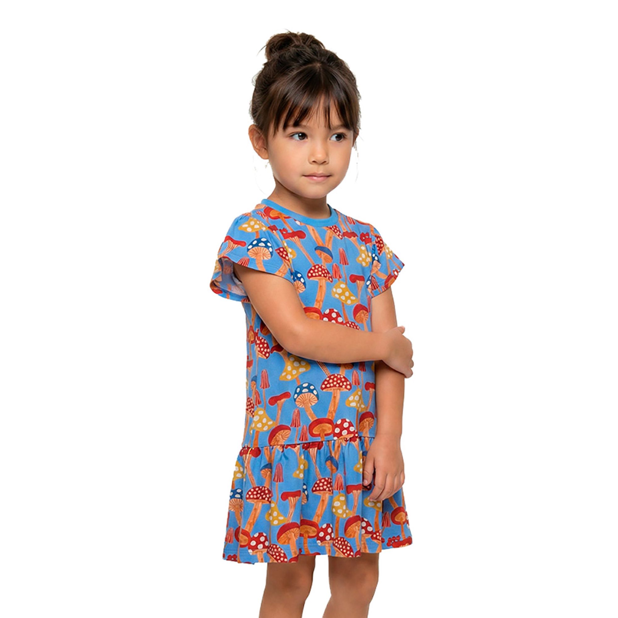 Vestido-Infantil-Fabula-Malha-Azul-Estampa-Cogumelos-