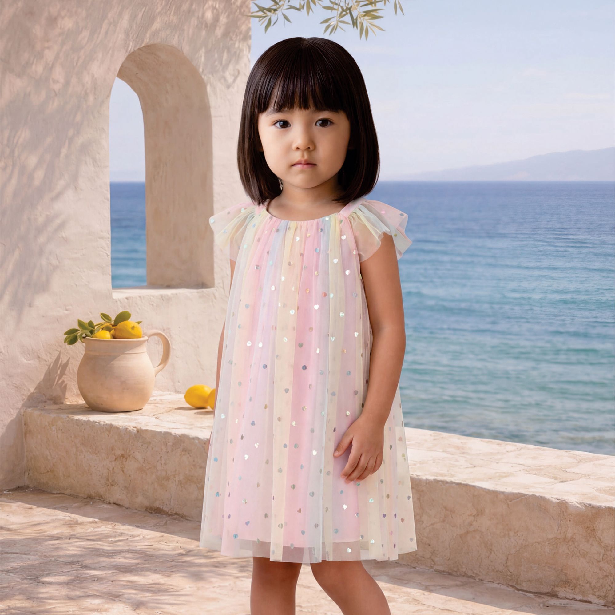 Vestido-Infantil-Festa-Trapezio-Tule-Arco-Iris-Foil-Coracoes-Prata-1