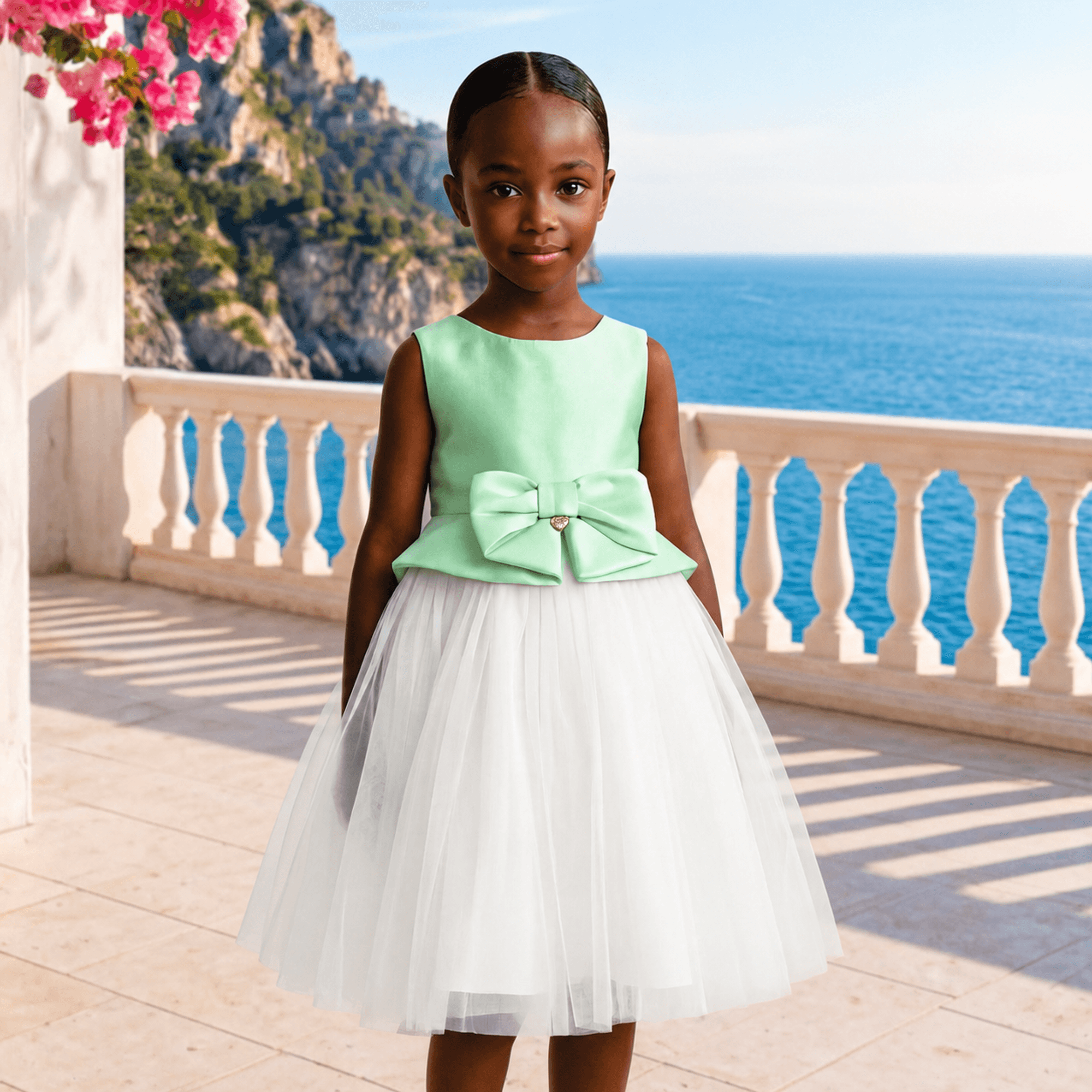 Vestido-Meninas-Festa-Zibeline-Cetim-Verde-com-Laco-e-Saia-Tule-Frances