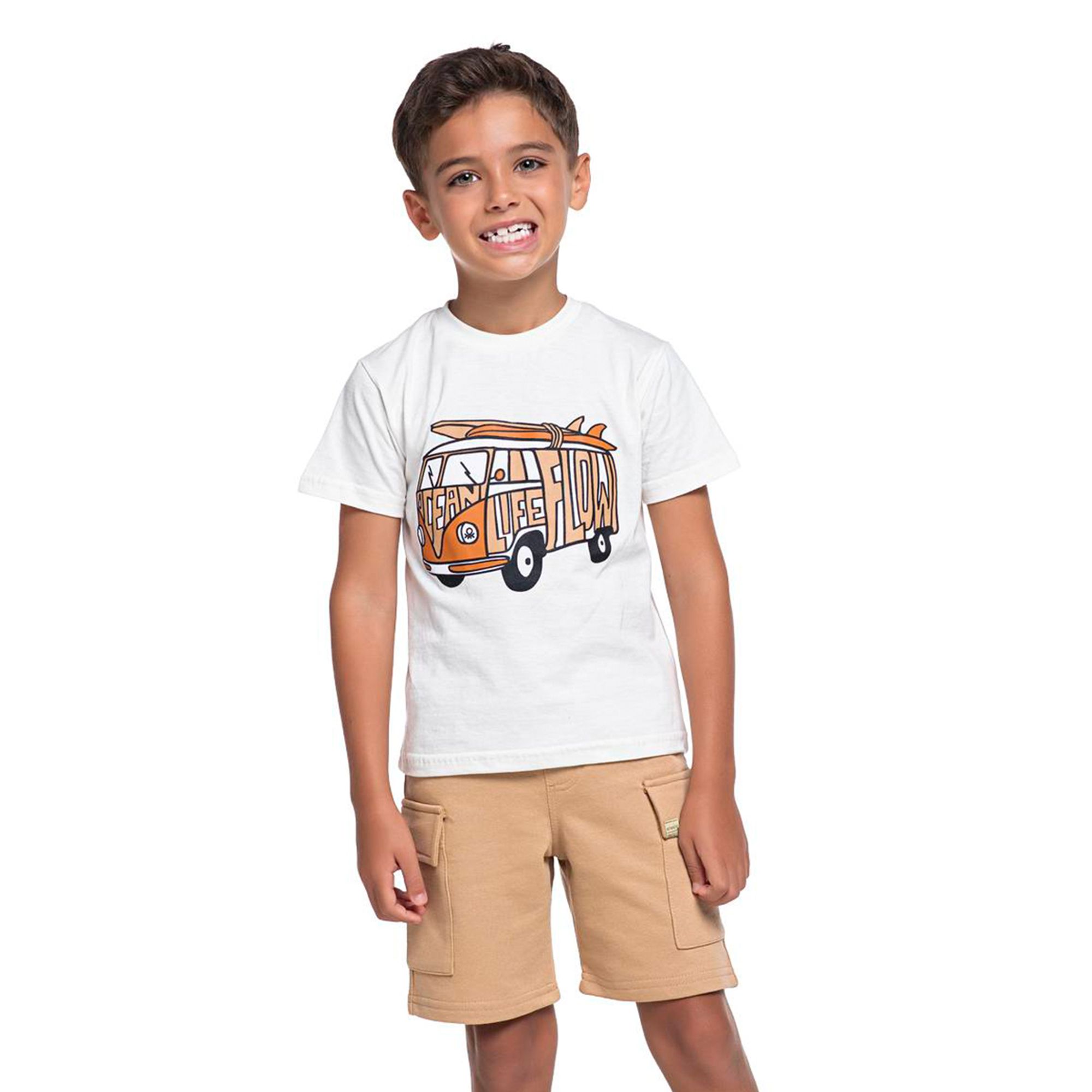 Conjunto-Meninos-Camiseta-Branca-Kombi-e-Bermuda-Cargo-Marrom